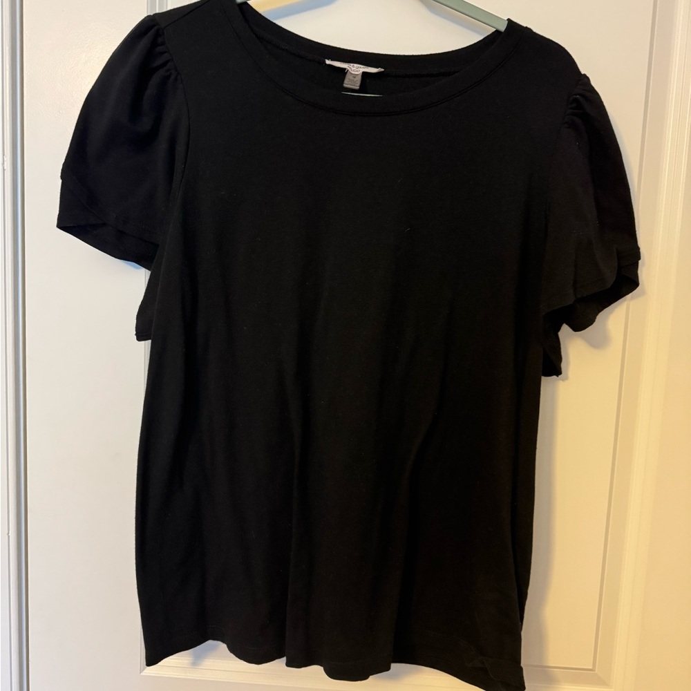 Cable & Gauge Black Puff Sleeve Relaxed Tee